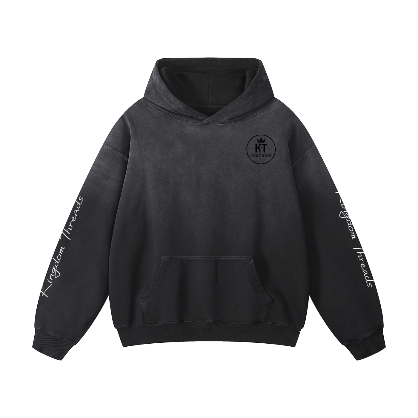 Kingdom Threads Hoodie with logo and sleeve text