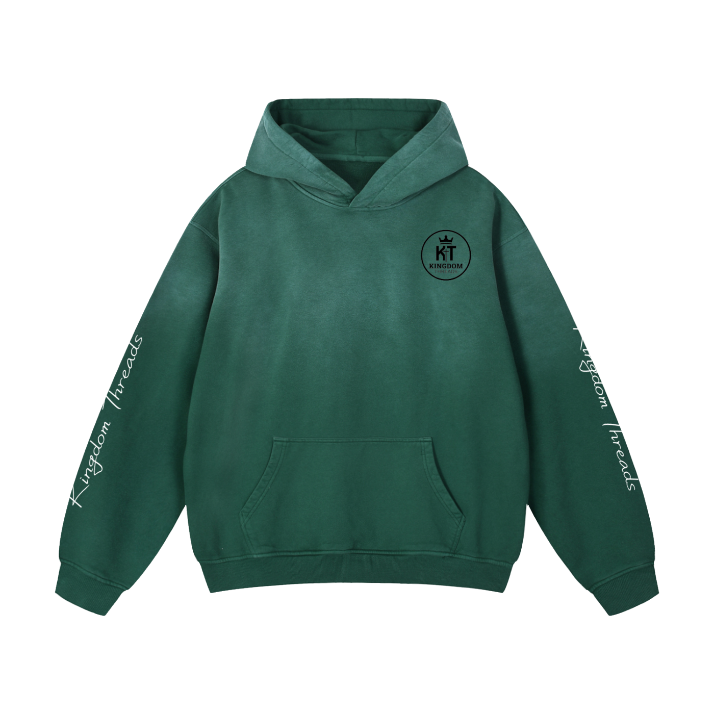 Kingdom Threads Hoodie with logo and sleeve text